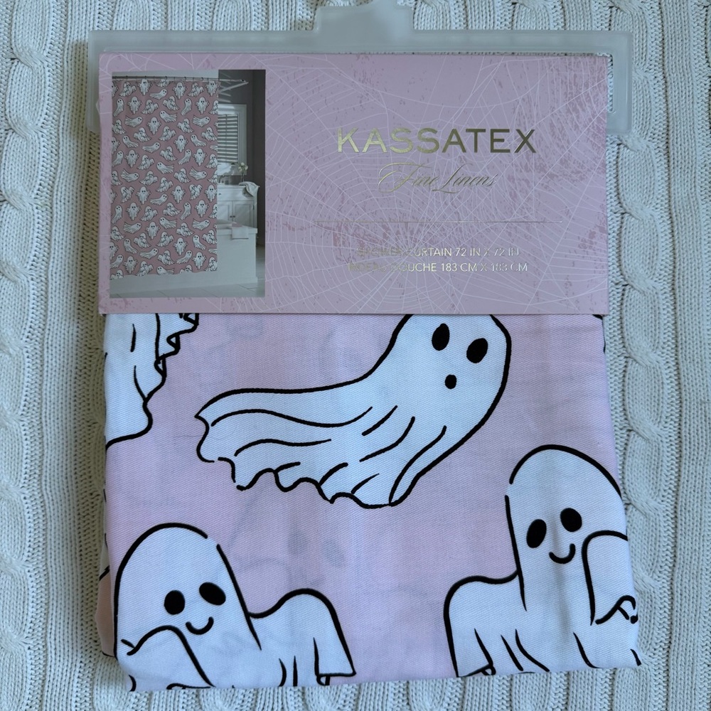 Kassatex Halloween Ghost Shower Curtain NEW Spooky Haunted Ghosties Bath Decor